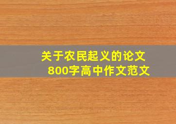 关于农民起义的论文800字高中作文范文