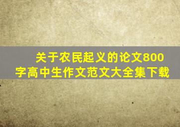 关于农民起义的论文800字高中生作文范文大全集下载