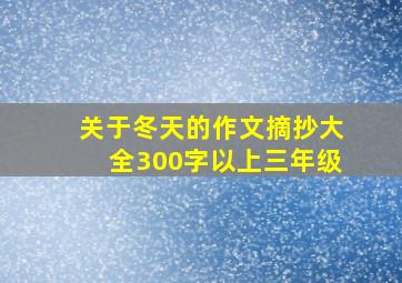 关于冬天的作文摘抄大全300字以上三年级