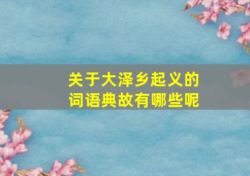 关于大泽乡起义的词语典故有哪些呢