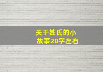 关于姓氏的小故事20字左右