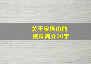 关于宝塔山的资料简介20字