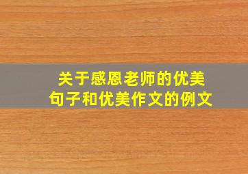 关于感恩老师的优美句子和优美作文的例文