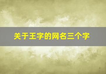 关于王字的网名三个字