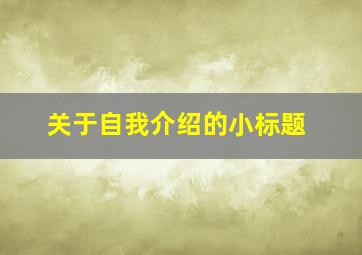 关于自我介绍的小标题