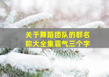 关于舞蹈团队的群名称大全集霸气三个字