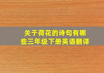 关于荷花的诗句有哪些三年级下册英语翻译