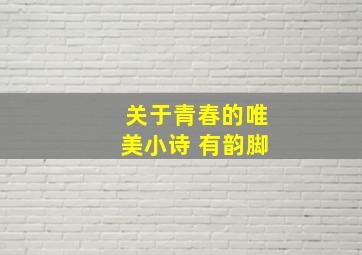 关于青春的唯美小诗 有韵脚