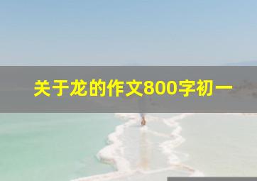 关于龙的作文800字初一