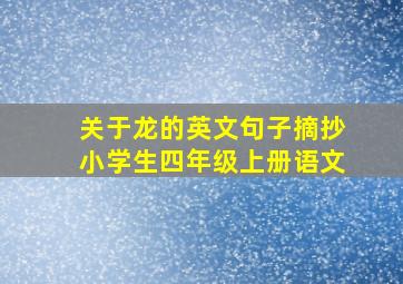 关于龙的英文句子摘抄小学生四年级上册语文