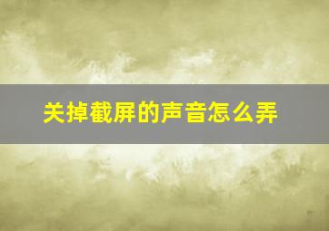 关掉截屏的声音怎么弄