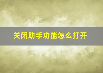 关闭助手功能怎么打开