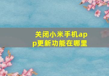 关闭小米手机app更新功能在哪里