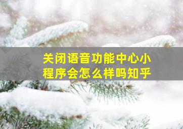 关闭语音功能中心小程序会怎么样吗知乎