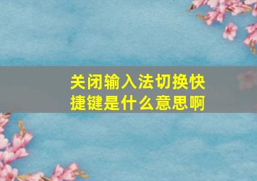 关闭输入法切换快捷键是什么意思啊