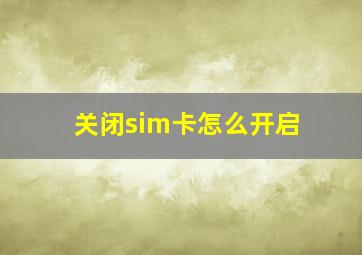 关闭sim卡怎么开启