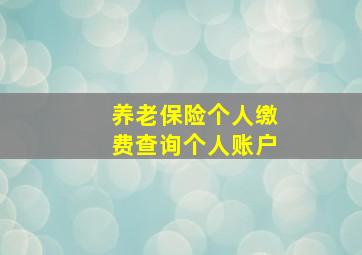 养老保险个人缴费查询个人账户