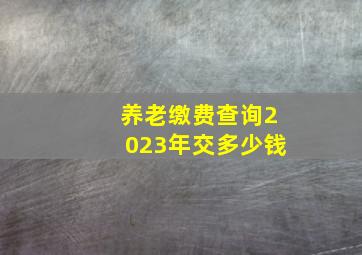 养老缴费查询2023年交多少钱