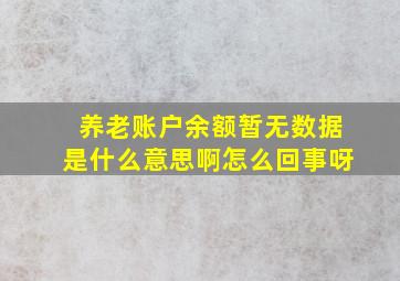 养老账户余额暂无数据是什么意思啊怎么回事呀