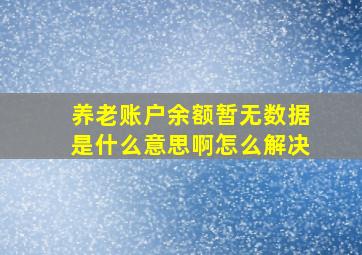 养老账户余额暂无数据是什么意思啊怎么解决