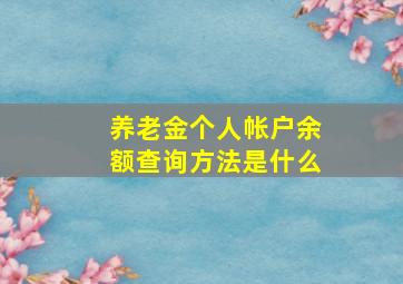 养老金个人帐户余额查询方法是什么