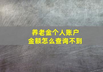 养老金个人账户金额怎么查询不到