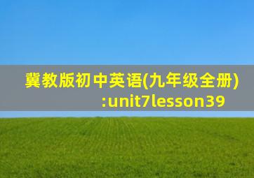 冀教版初中英语(九年级全册):unit7lesson39