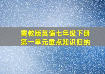 冀教版英语七年级下册第一单元重点知识归纳