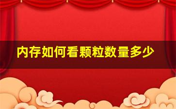 内存如何看颗粒数量多少