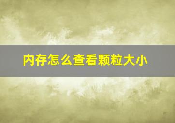 内存怎么查看颗粒大小