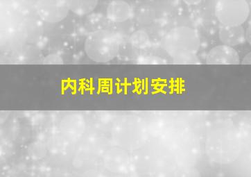 内科周计划安排