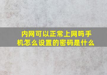 内网可以正常上网吗手机怎么设置的密码是什么