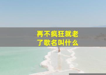 再不疯狂就老了歌名叫什么