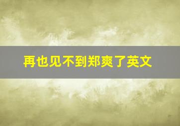 再也见不到郑爽了英文