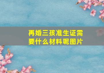 再婚三孩准生证需要什么材料呢图片