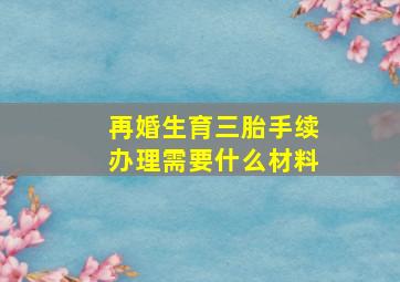 再婚生育三胎手续办理需要什么材料