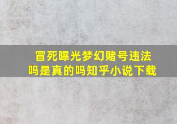 冒死曝光梦幻赌号违法吗是真的吗知乎小说下载