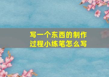 写一个东西的制作过程小练笔怎么写