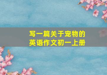 写一篇关于宠物的英语作文初一上册