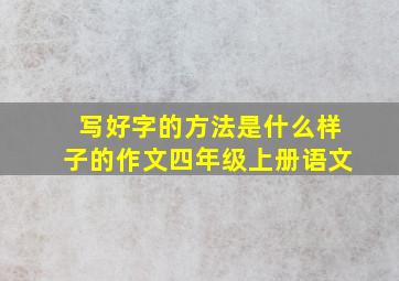 写好字的方法是什么样子的作文四年级上册语文