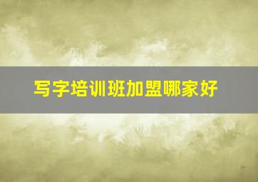 写字培训班加盟哪家好