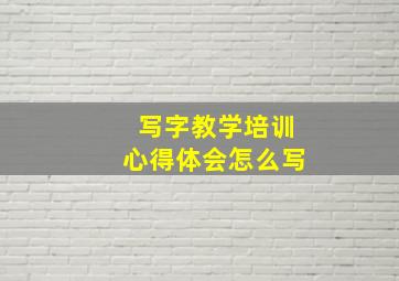 写字教学培训心得体会怎么写