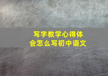 写字教学心得体会怎么写初中语文