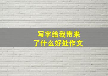 写字给我带来了什么好处作文