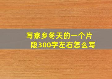 写家乡冬天的一个片段300字左右怎么写