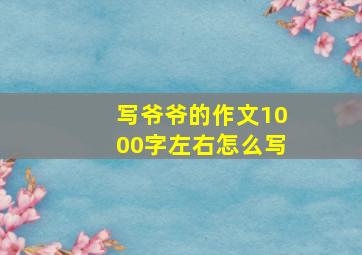 写爷爷的作文1000字左右怎么写