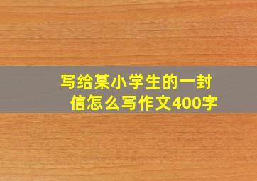 写给某小学生的一封信怎么写作文400字