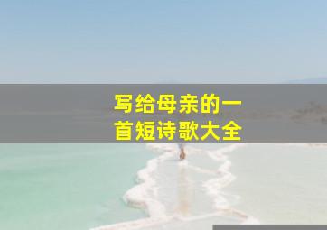 写给母亲的一首短诗歌大全