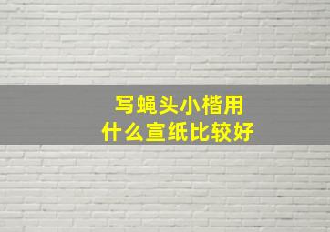 写蝇头小楷用什么宣纸比较好