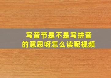 写音节是不是写拼音的意思呀怎么读呢视频